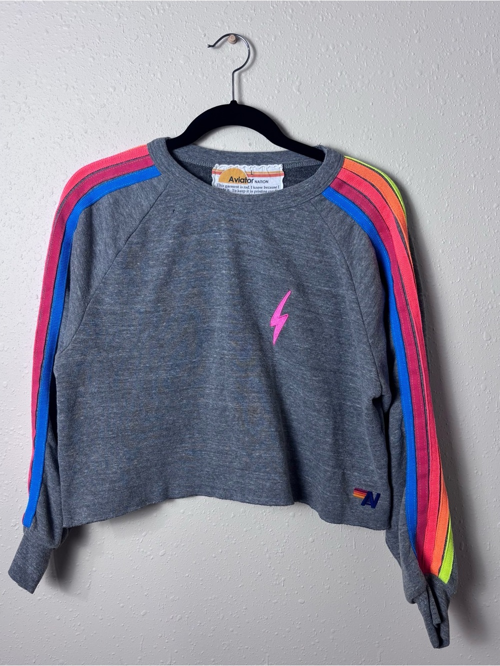 Aviator Nation Bolt Crop Sweatshirt Size Large